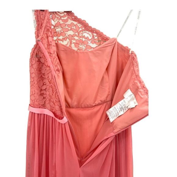 David's Bridal One Shoulder Maxi Dress -Evening Wear - Parfait Pink - Size 14 - Picture 4 of 9